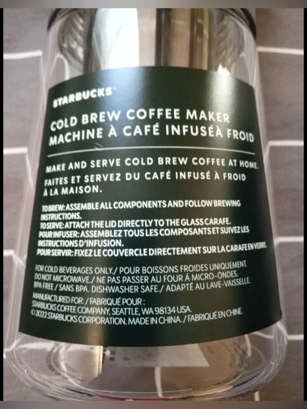 Starbucks Black and Clear Cold Brew Coffee Maker